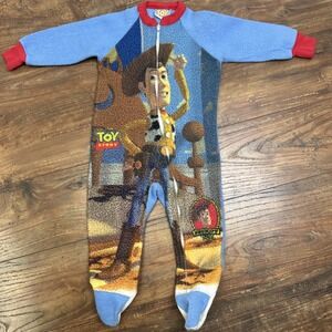 VTG 90s Disney Toy Story Sheriff Woody Fleece One Piece Sleeper Pajamas‎ 12-18m
